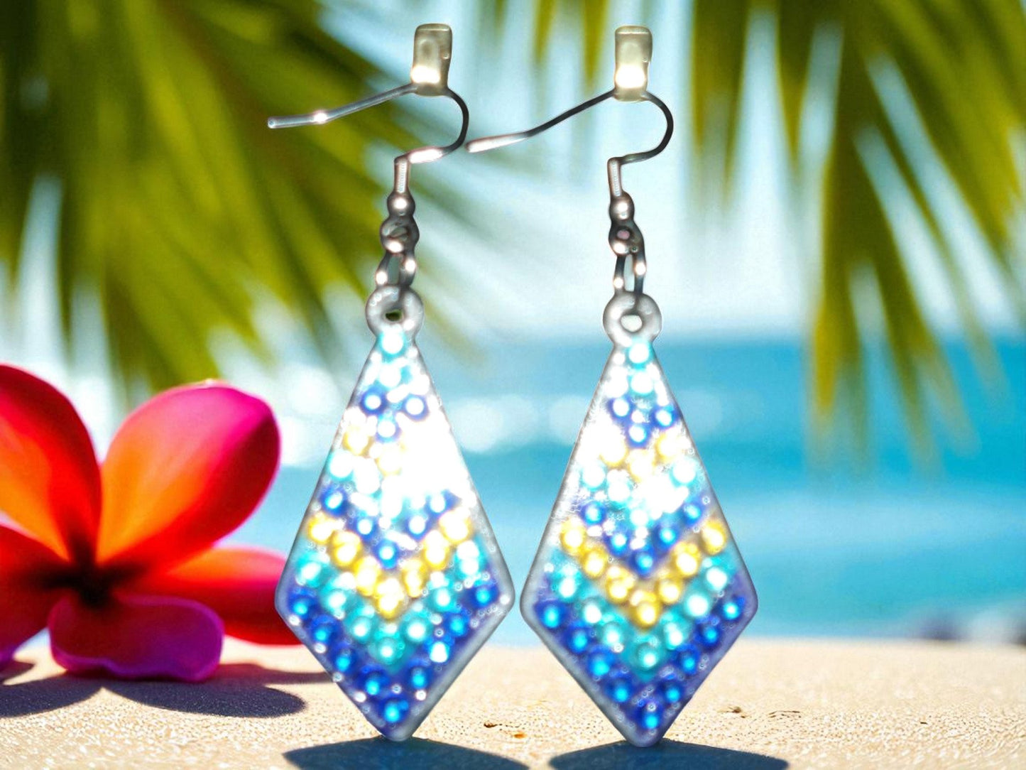 Blue Triangle Earrings
