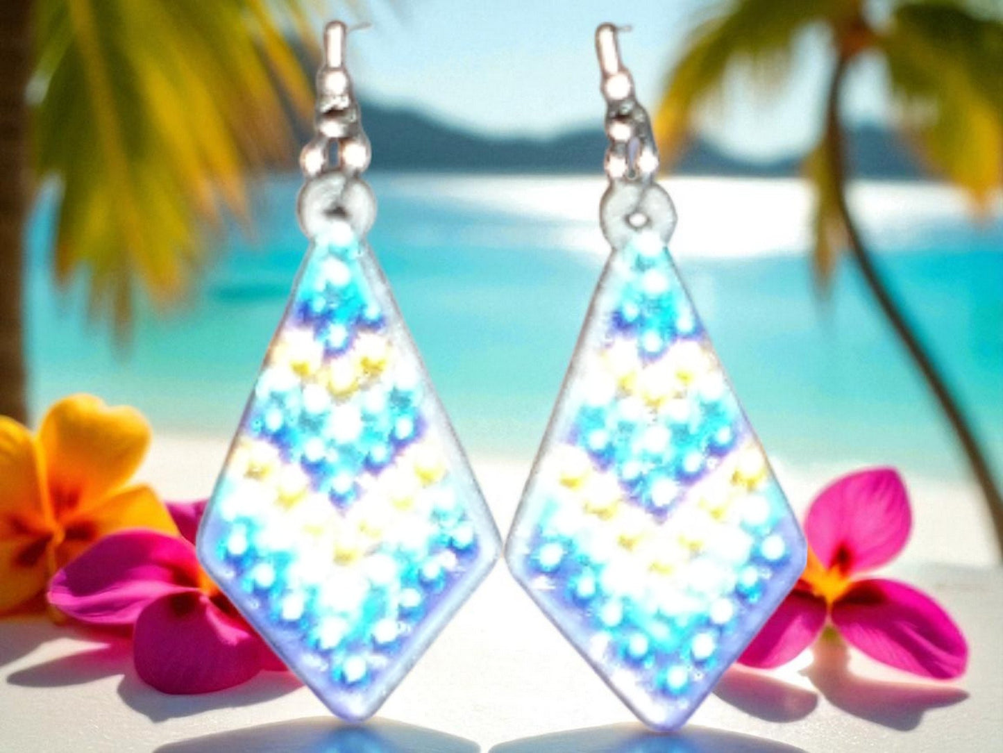 Blue Triangle Earrings