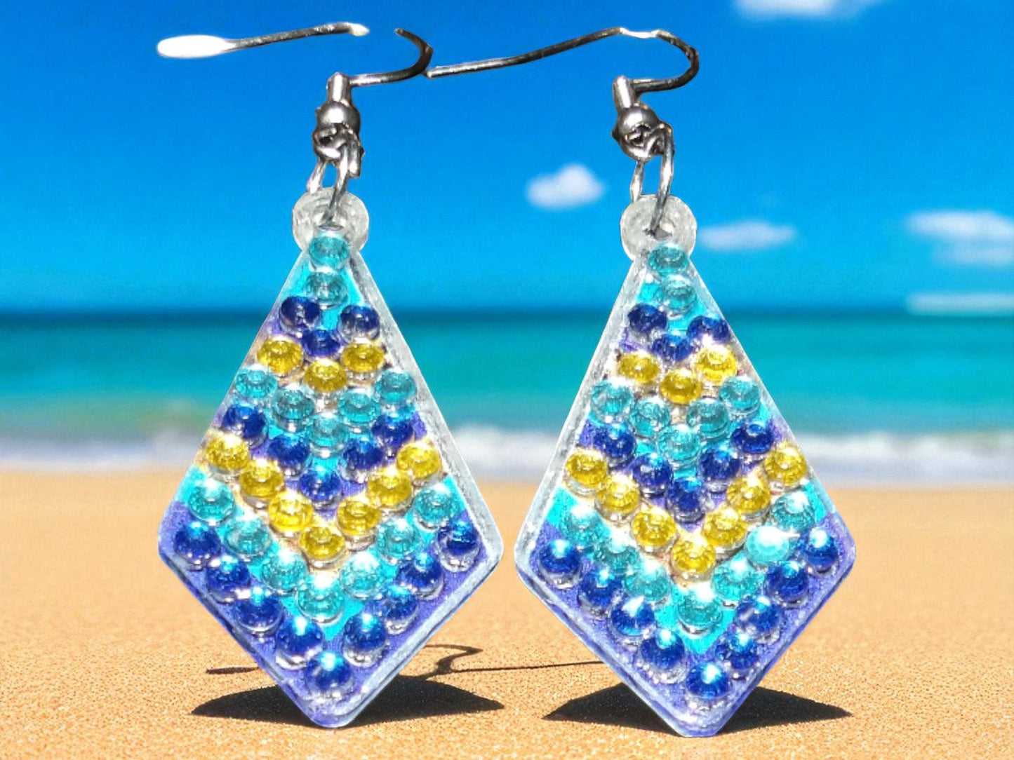Blue Triangle Earrings
