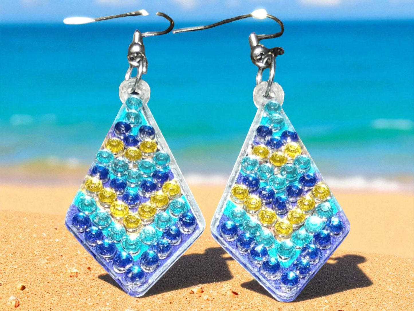 Blue Triangle Earrings
