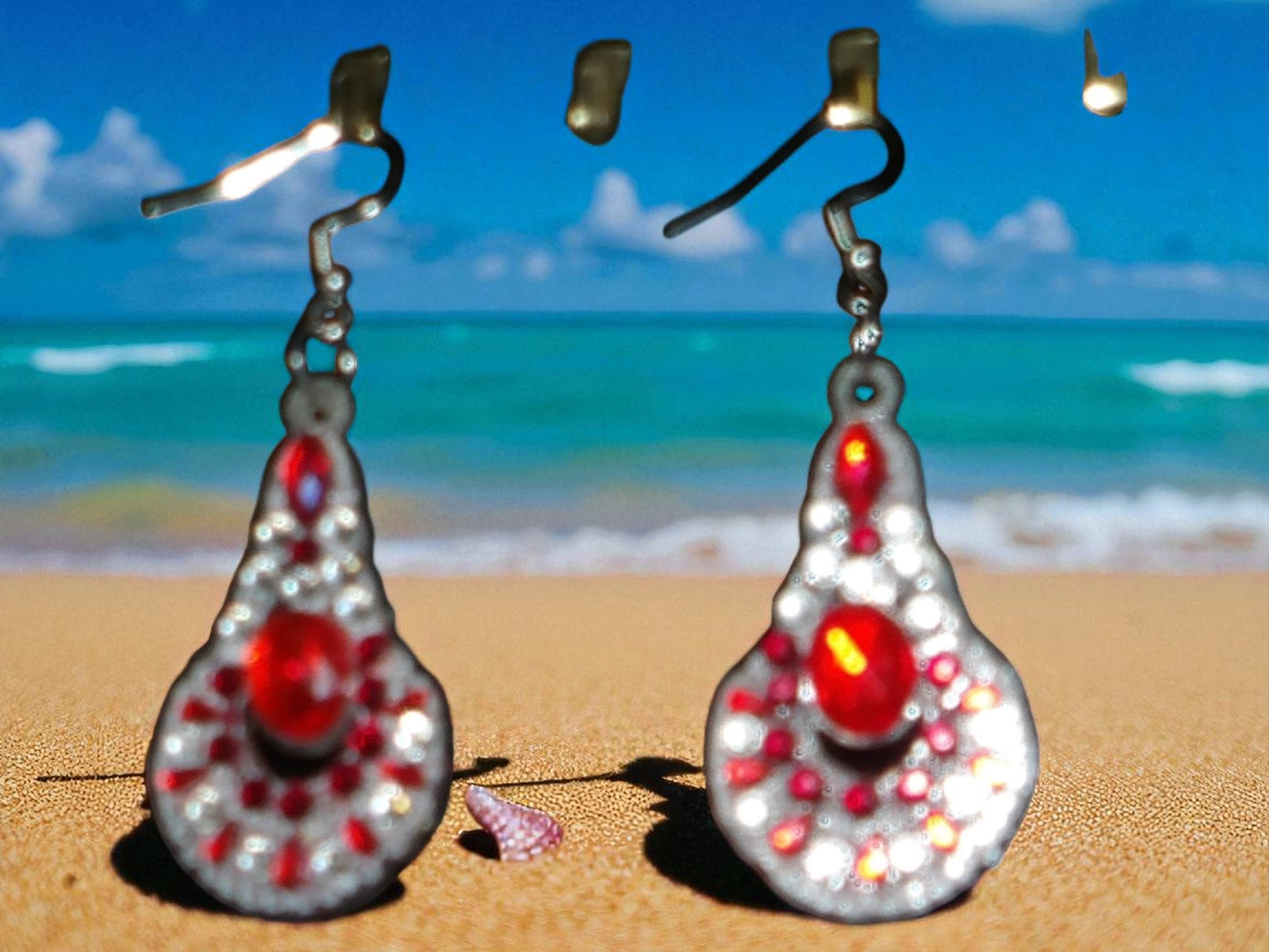 Red & Crystal Earrings