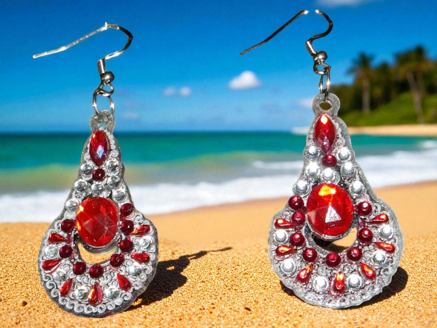 Red & Crystal Earrings