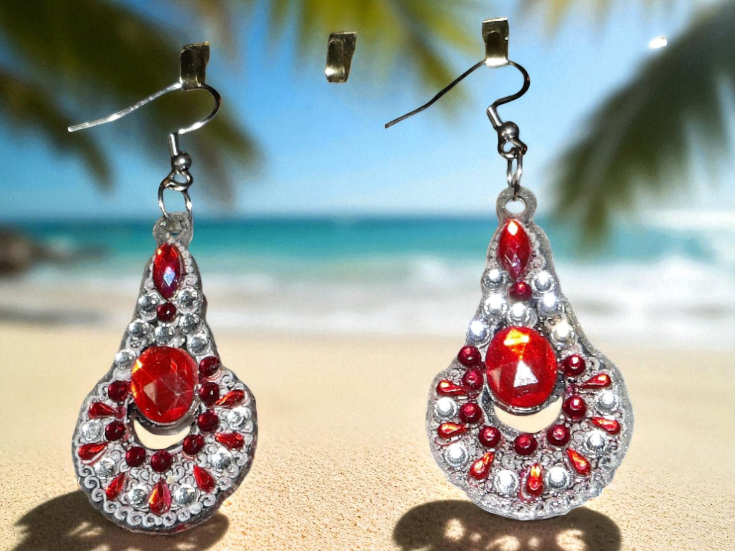 Red & Crystal Earrings