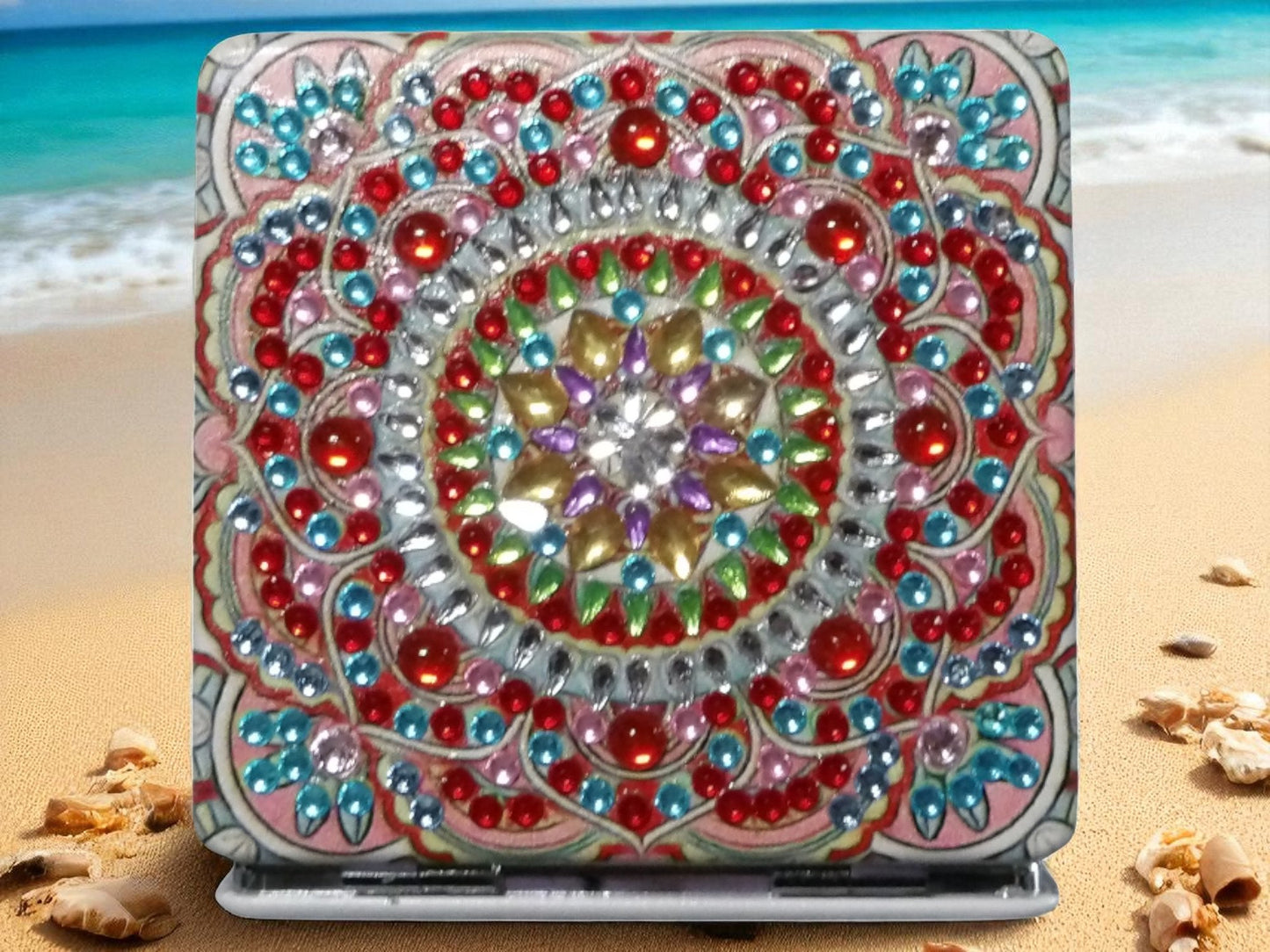 Red & Blue Square Pocket Mirror