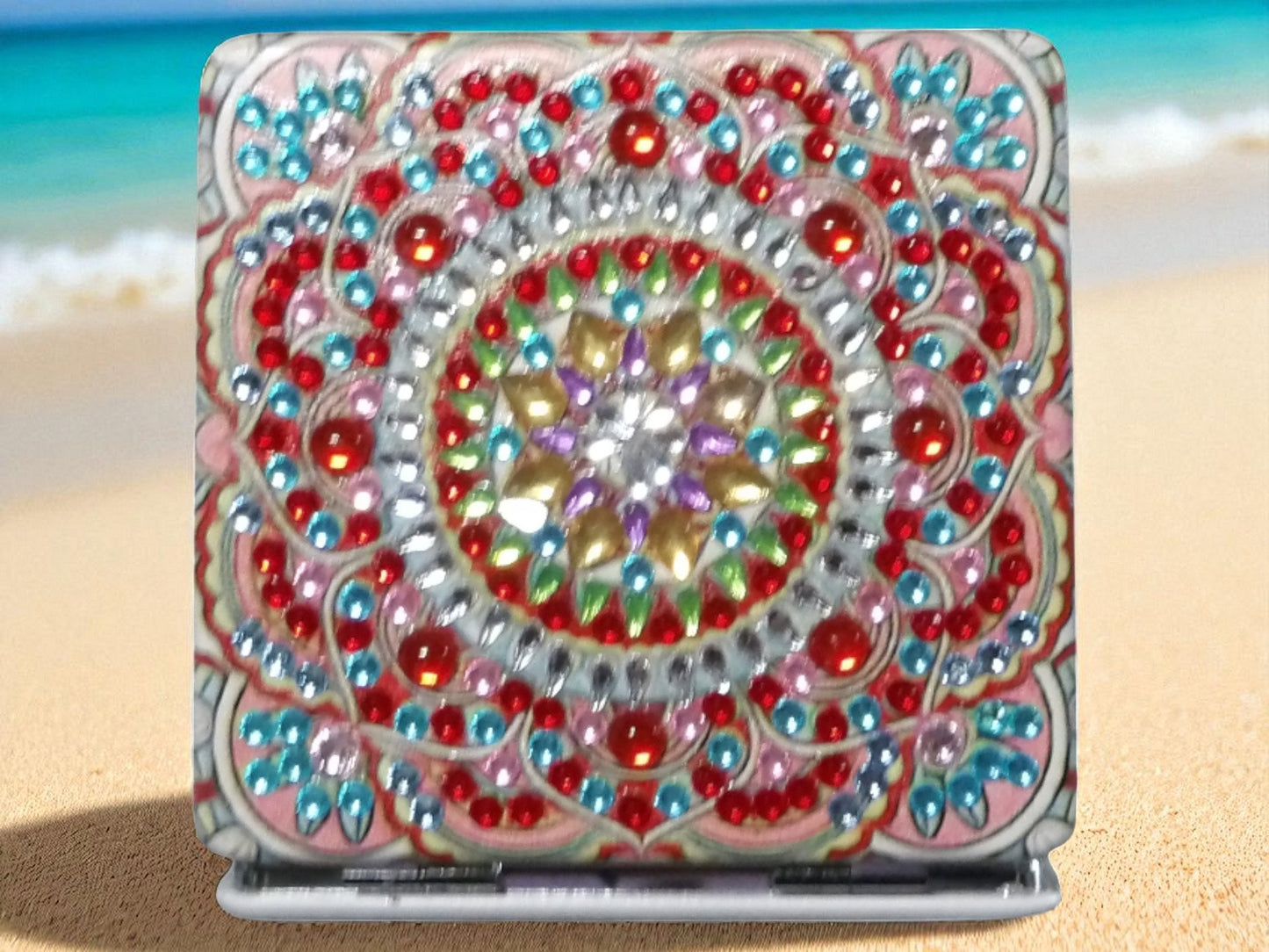 Red & Blue Square Pocket Mirror