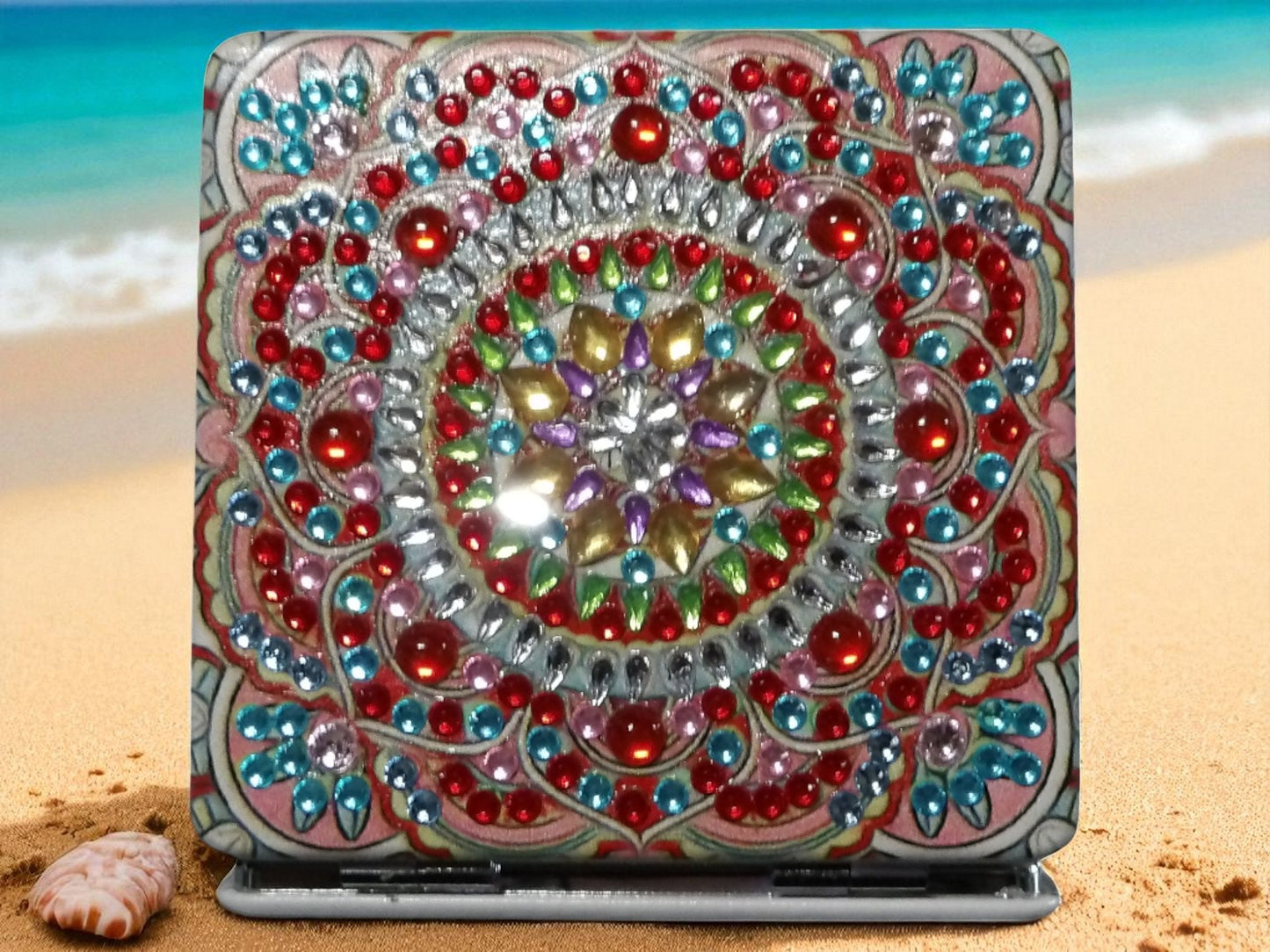 Red & Blue Square Pocket Mirror