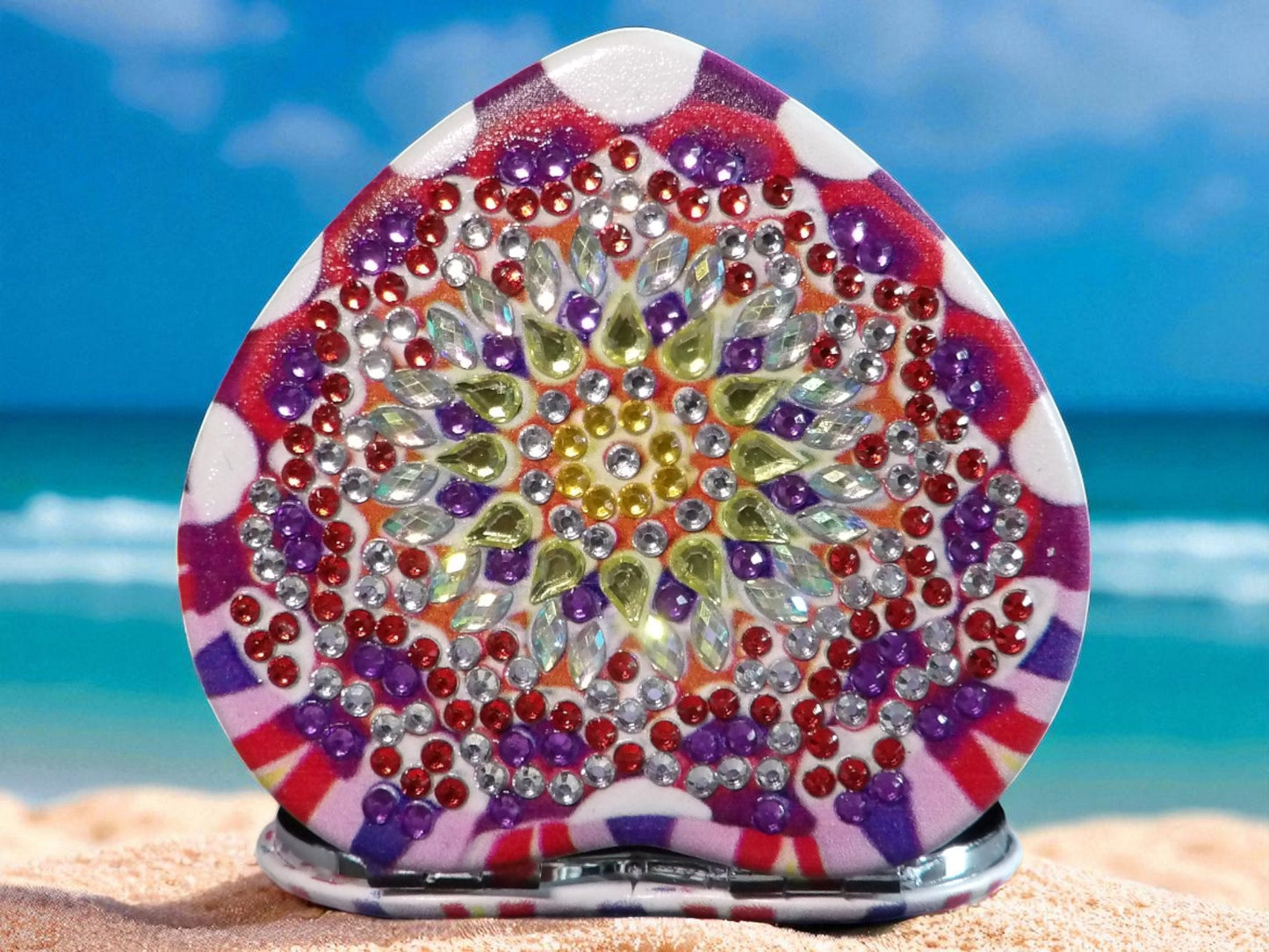 Pink & Purple Heart Shape Pocket Mirror