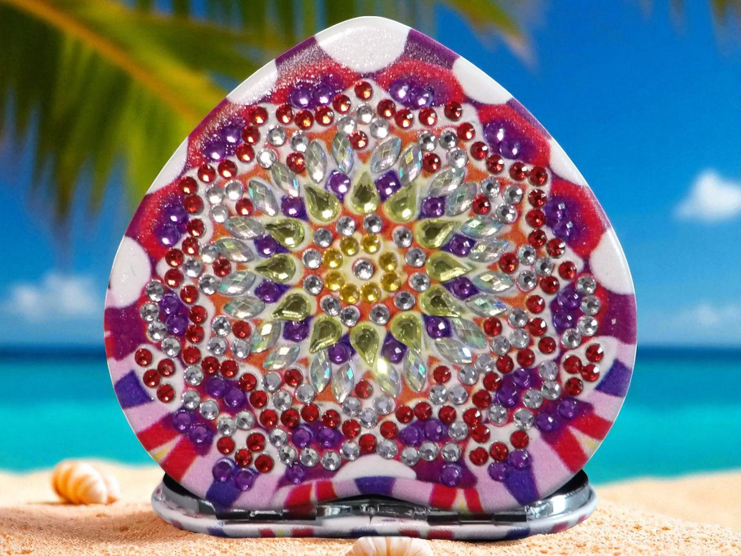 Pink & Purple Heart Shape Pocket Mirror
