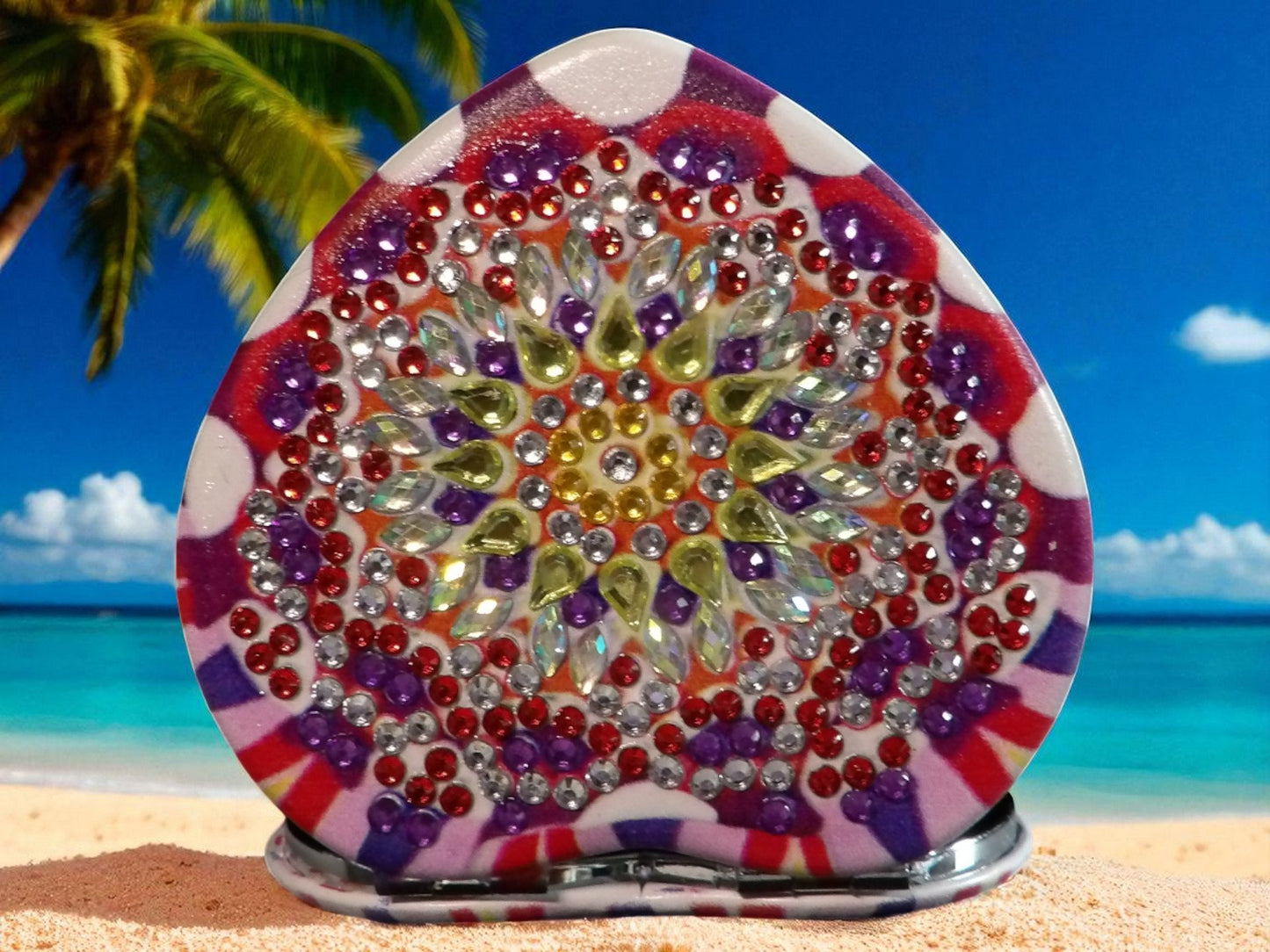 Pink & Purple Heart Shape Pocket Mirror