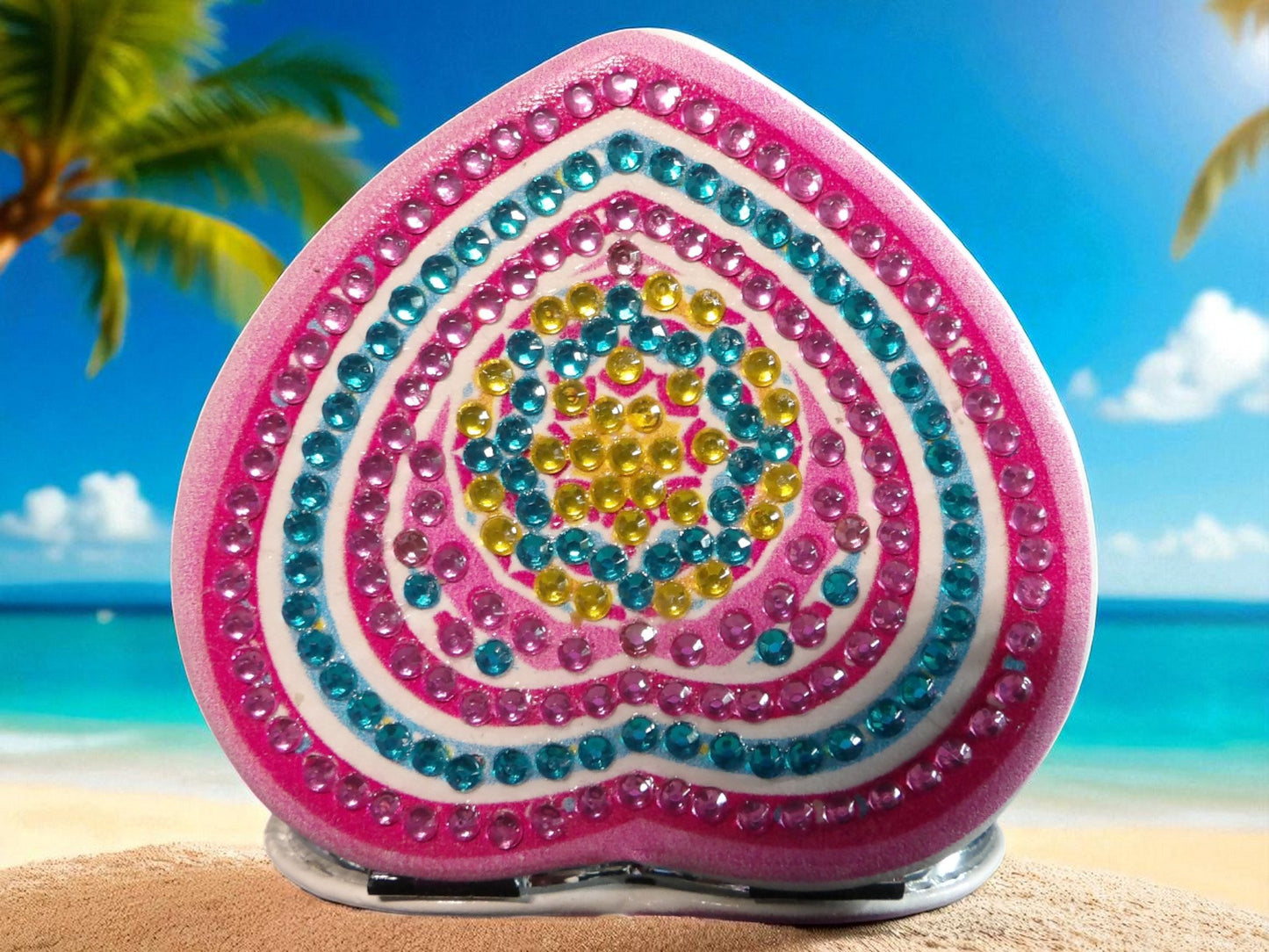Pink Blue & Yellow Heart Pocket Mirror