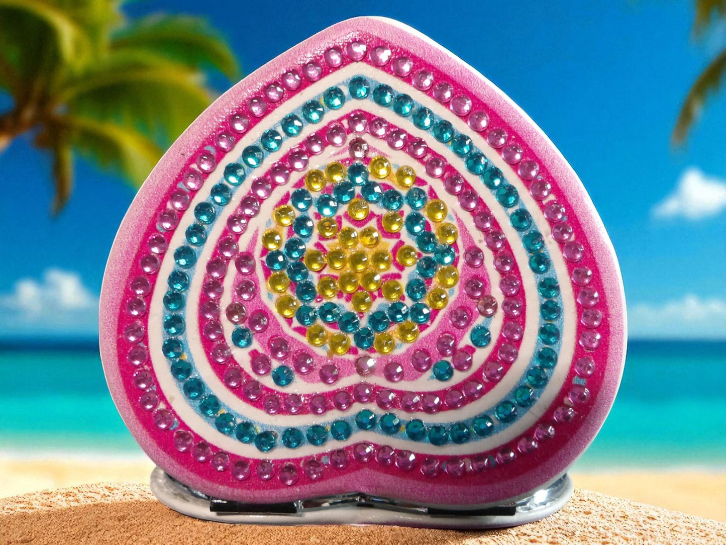 Pink Blue & Yellow Heart Pocket Mirror