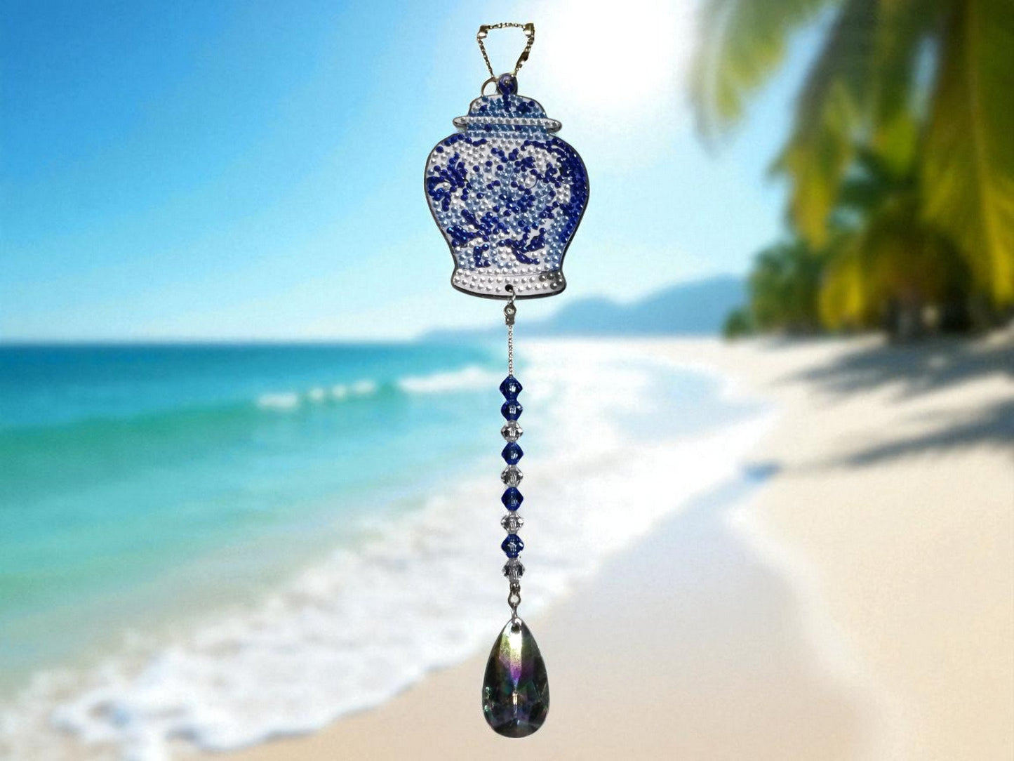 Beautiful Antique Style Blue Pot Sun/Wind Catchers