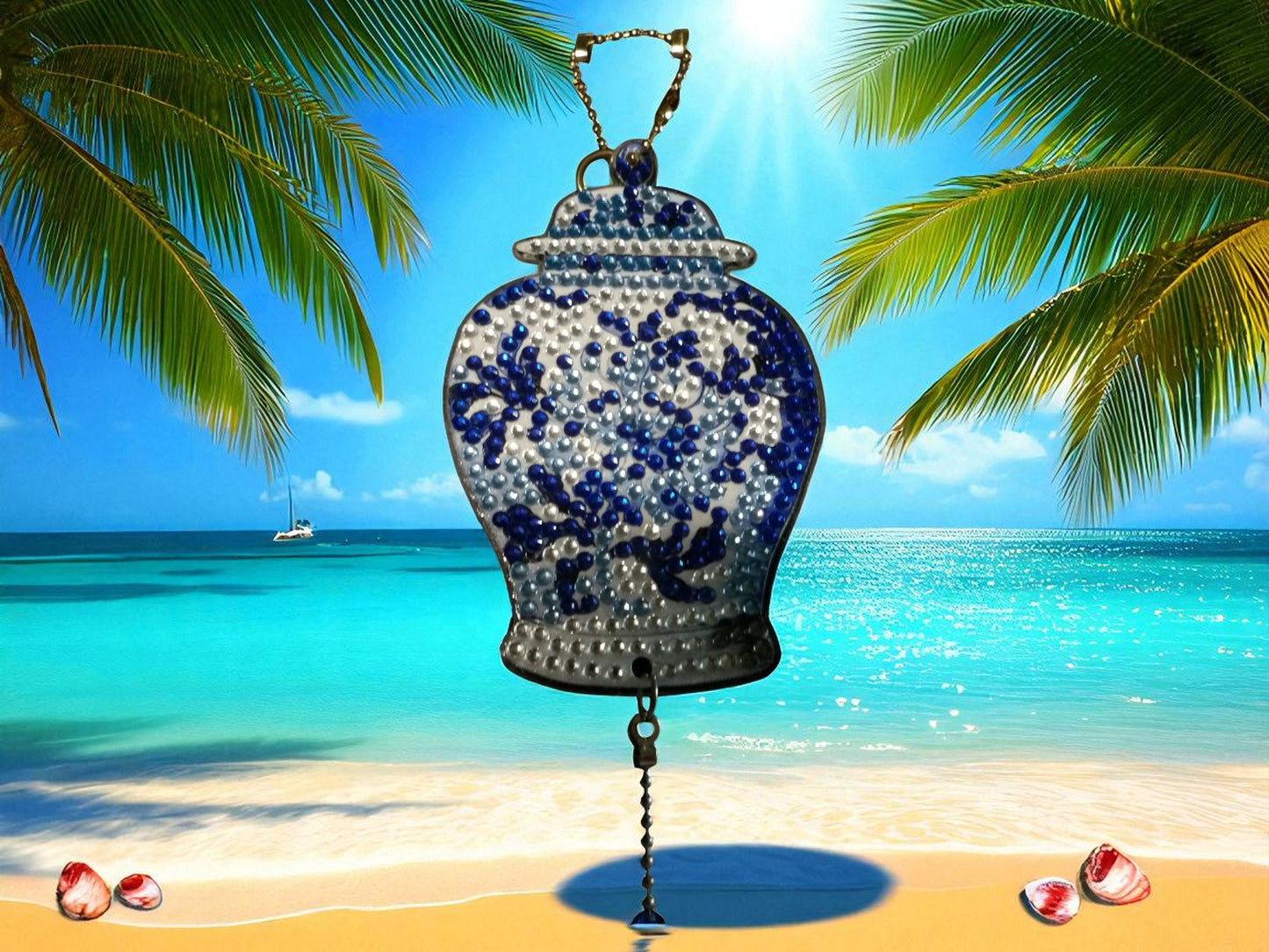 Beautiful Antique Style Blue Pot Sun/Wind Catchers