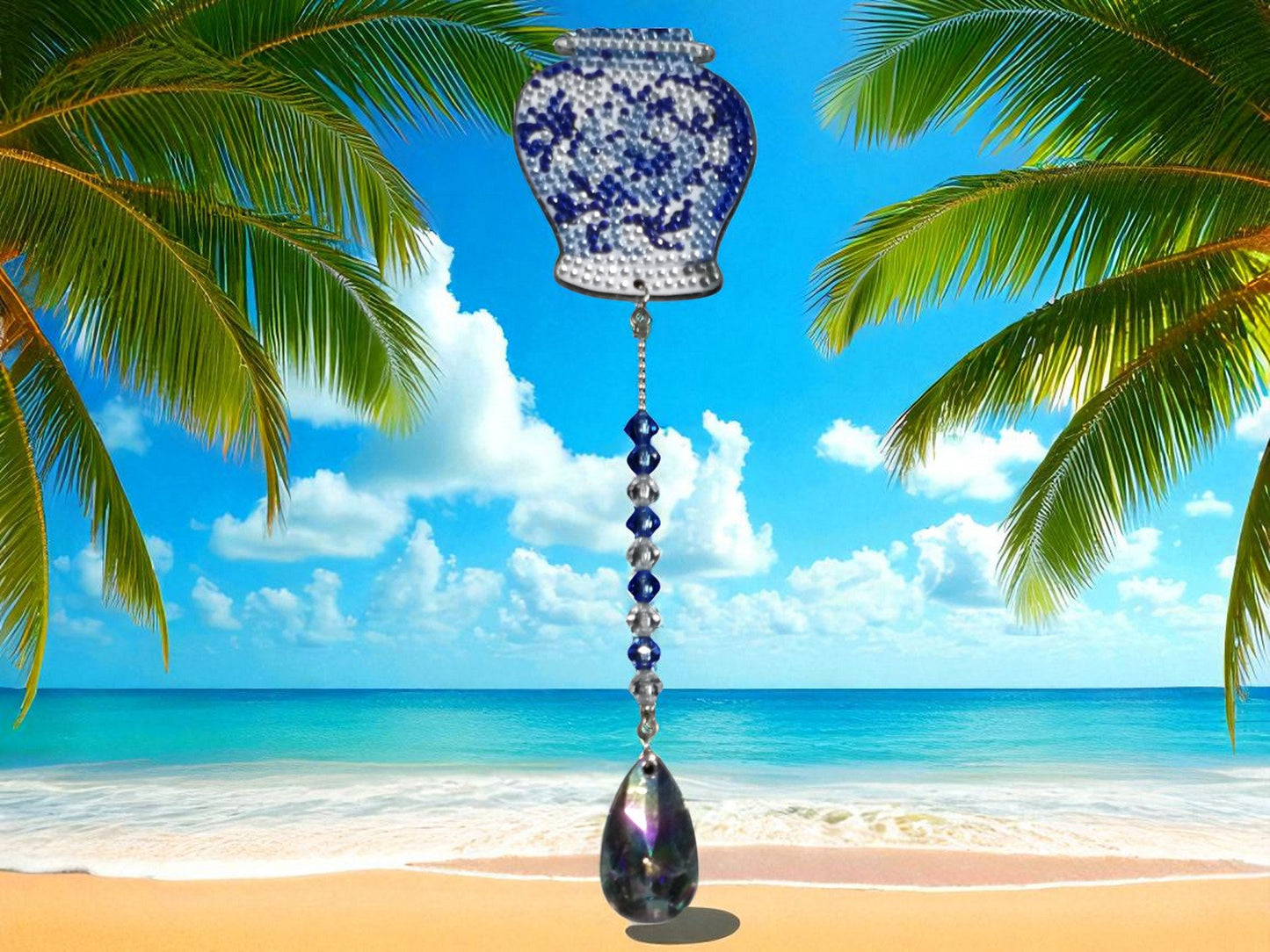 Beautiful Antique Style Blue Pot Sun/Wind Catchers