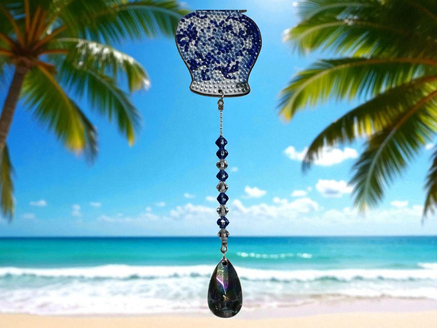 Beautiful Antique Style Blue Pot Sun/Wind Catchers