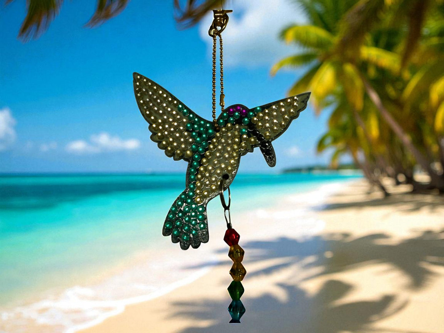 Blue & White Hummingbird Sun/Wind Catcher