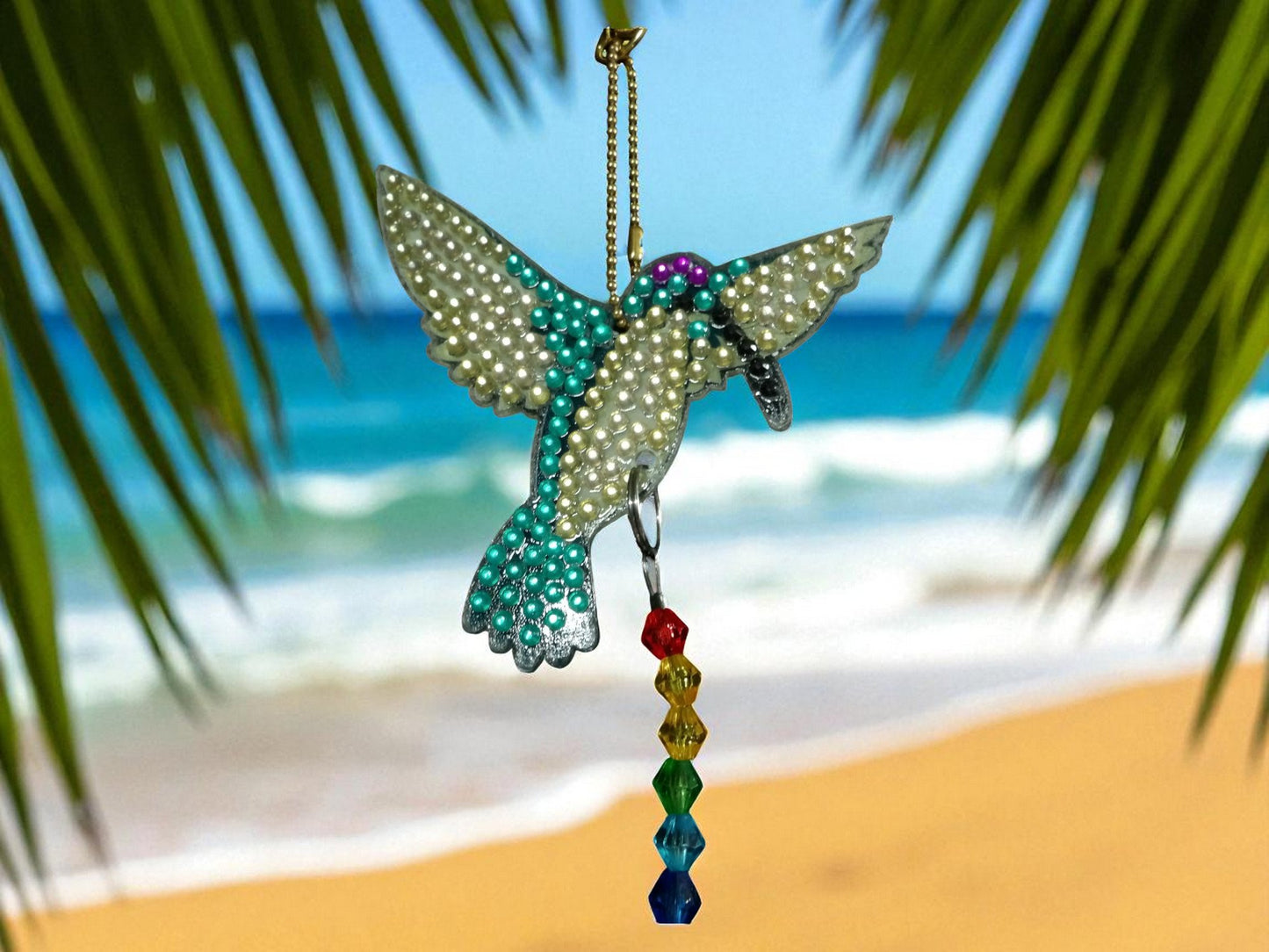 Blue & White Hummingbird Sun/Wind Catcher