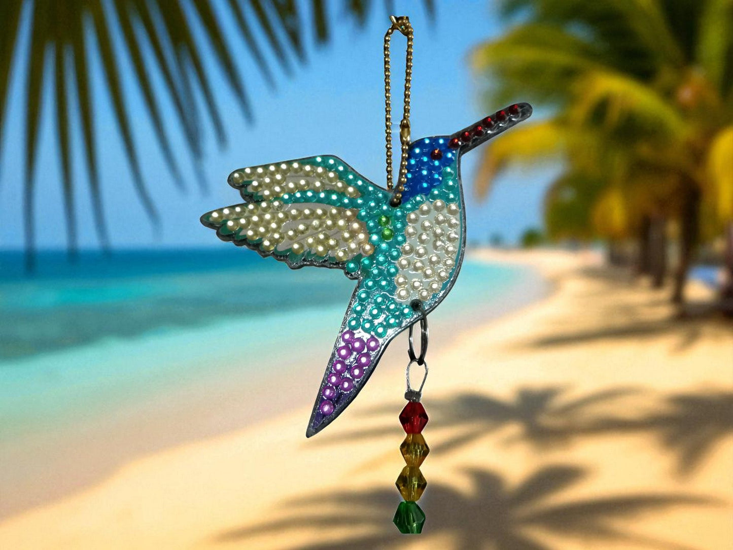 Blue/White/Purple Hummingbird Sun/Wind Catcher