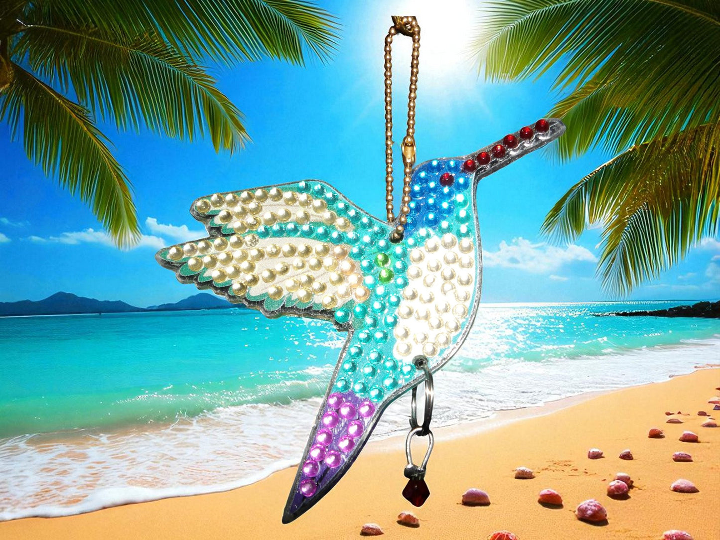 Blue/White/Purple Hummingbird Sun/Wind Catcher