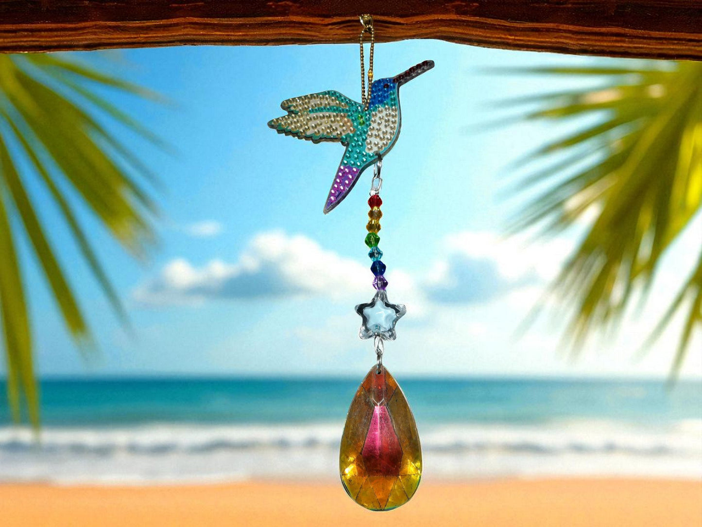 Blue/White/Purple Hummingbird Sun/Wind Catcher