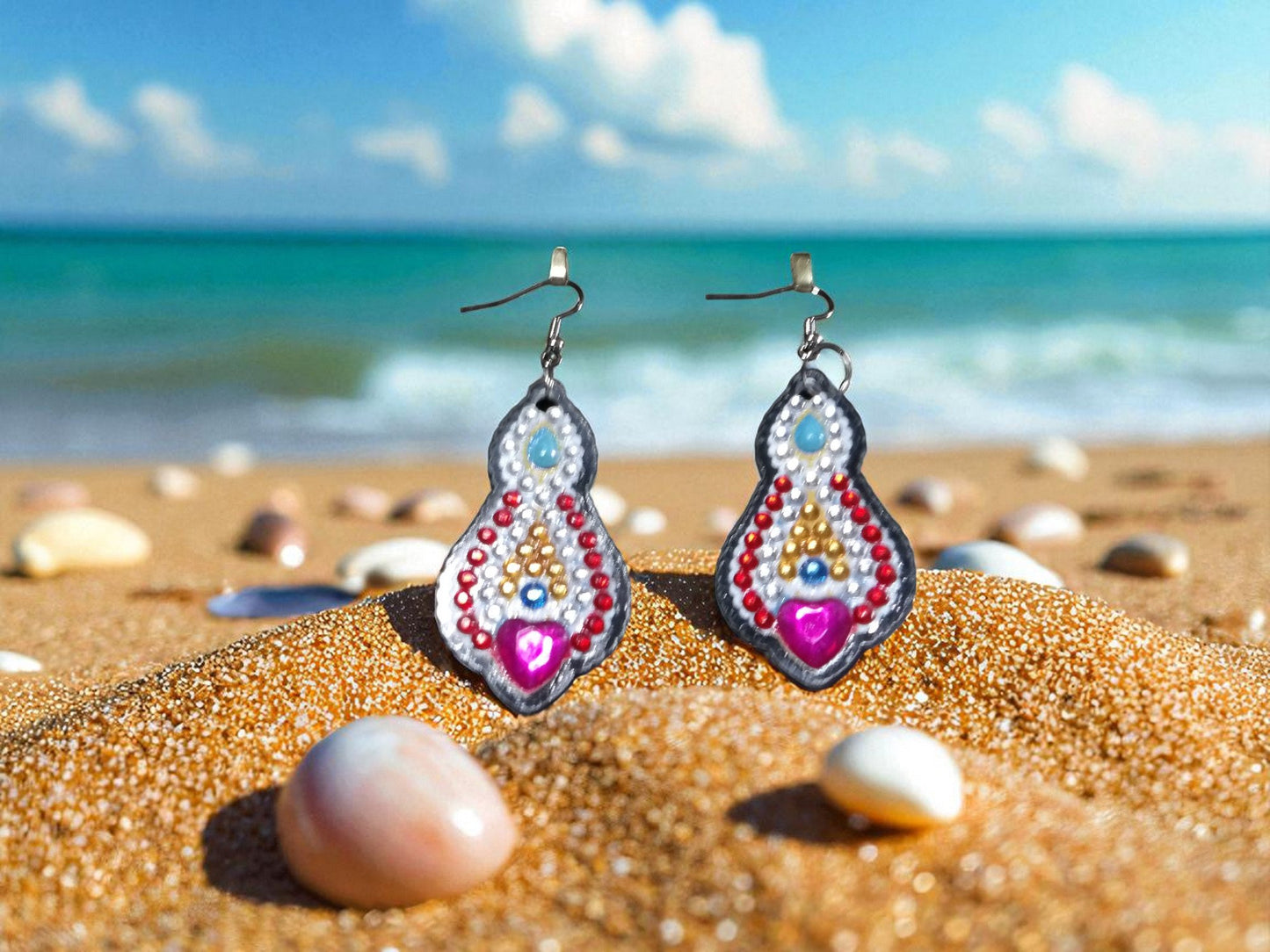 Burgandy Coloful Earrings