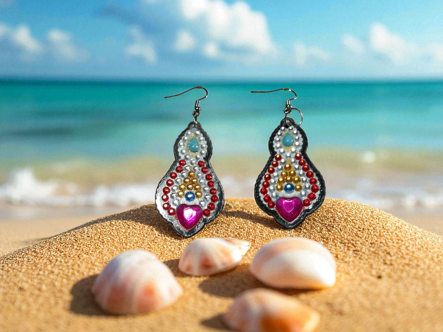 Burgandy Coloful Earrings