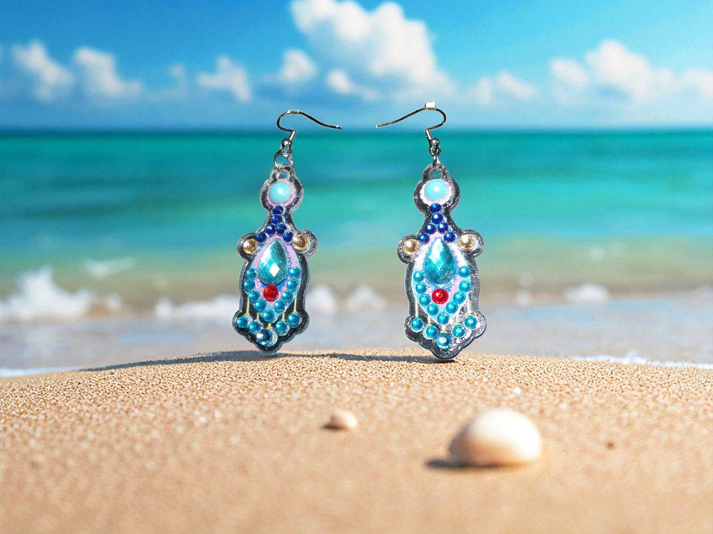 Blue Pearl Hanging Earrings