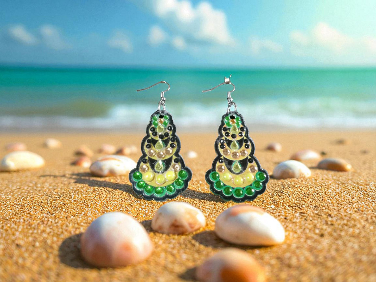 Yellow & Green Earrings