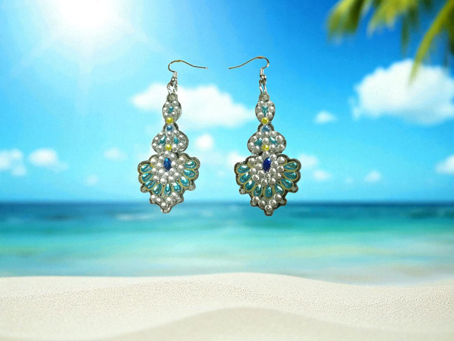Light Blue & Crystal Earrings