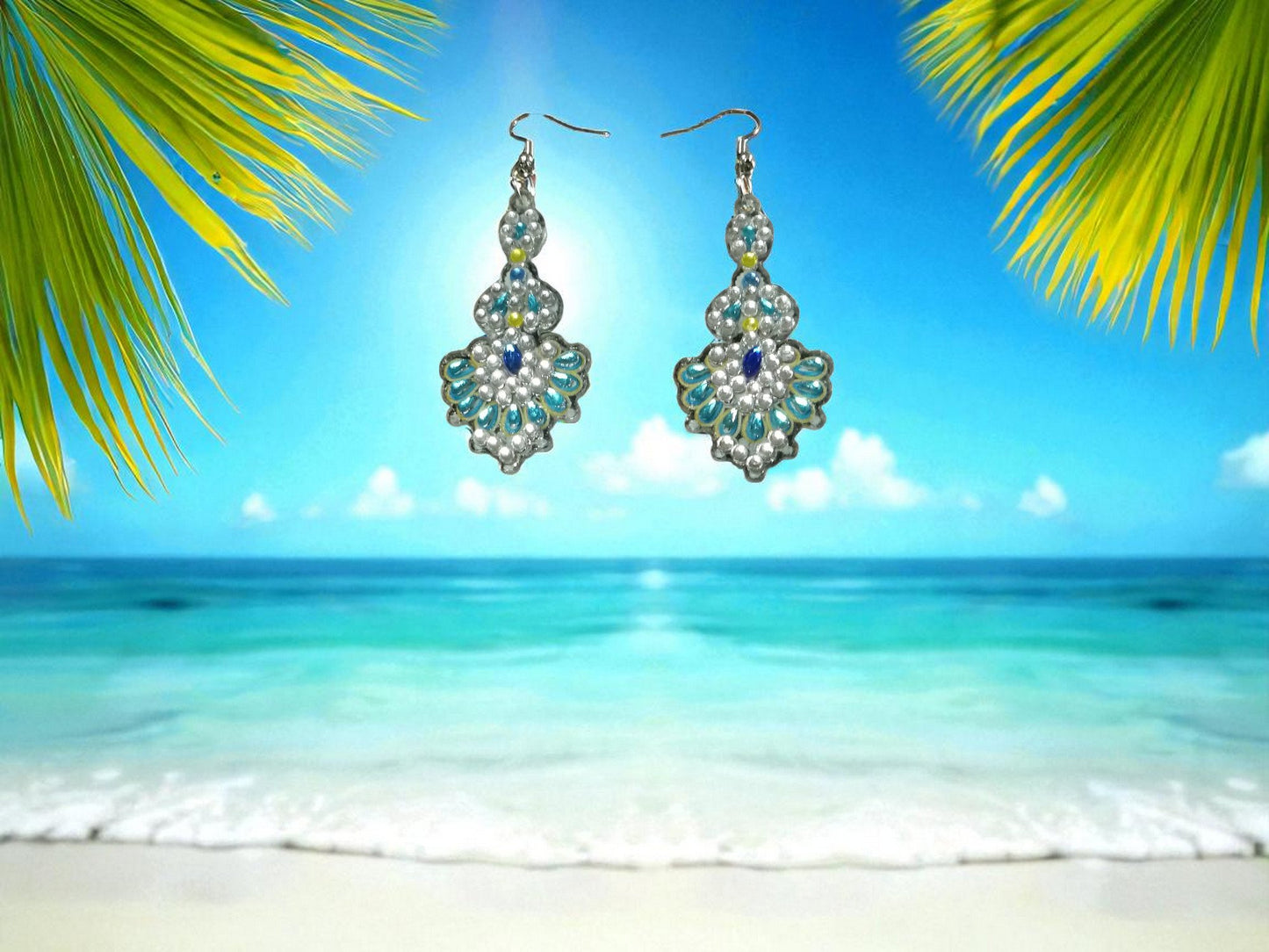 Light Blue & Crystal Earrings