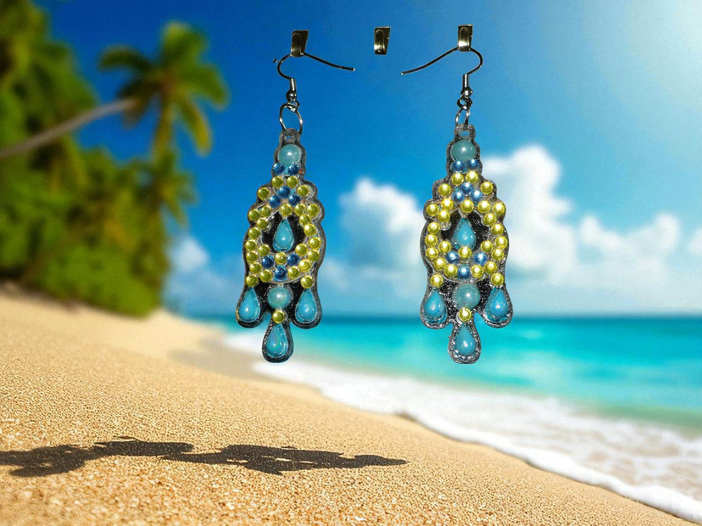 Blue Pearl & Gold Earrings