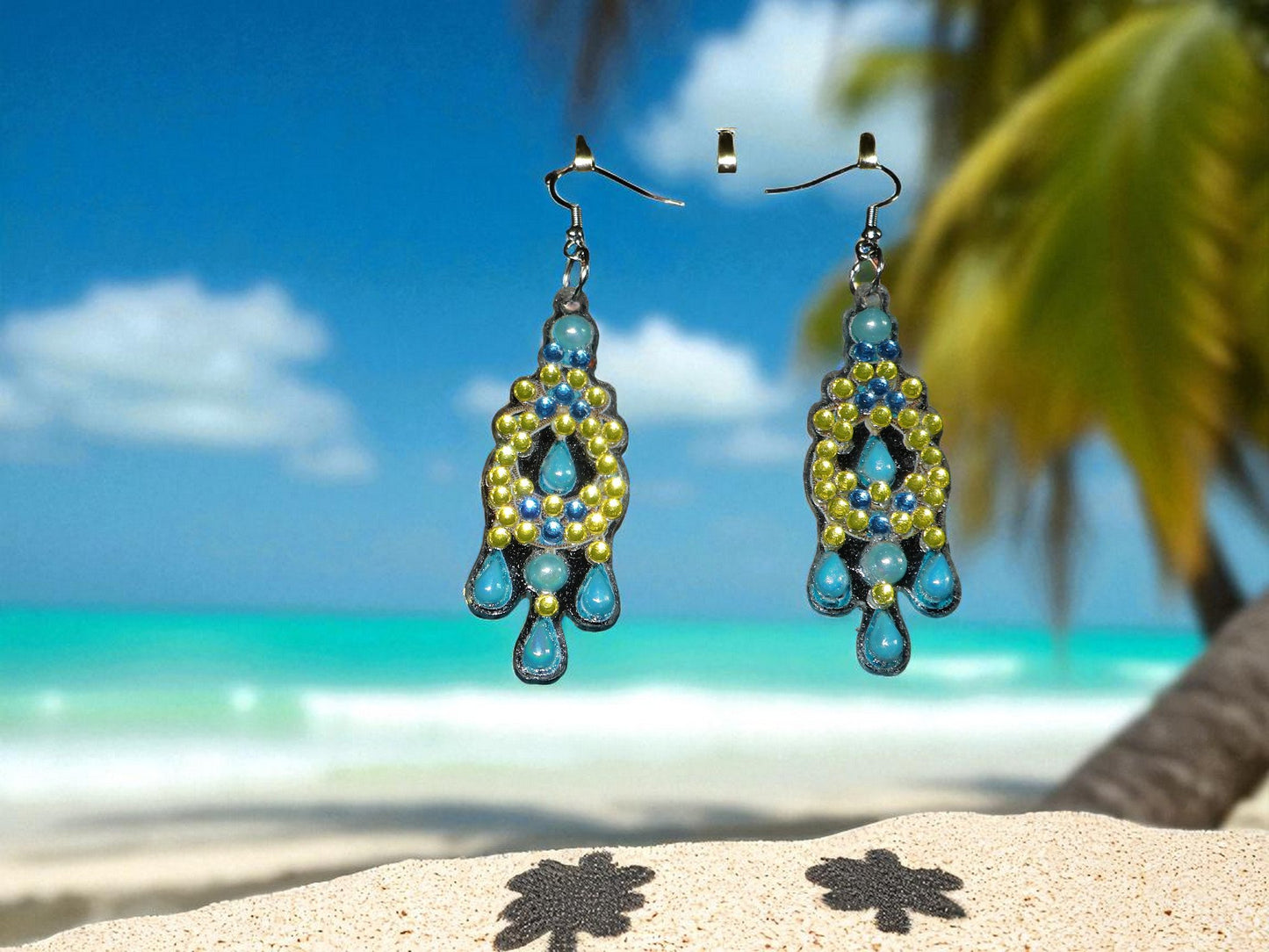 Blue Pearl & Gold Earrings