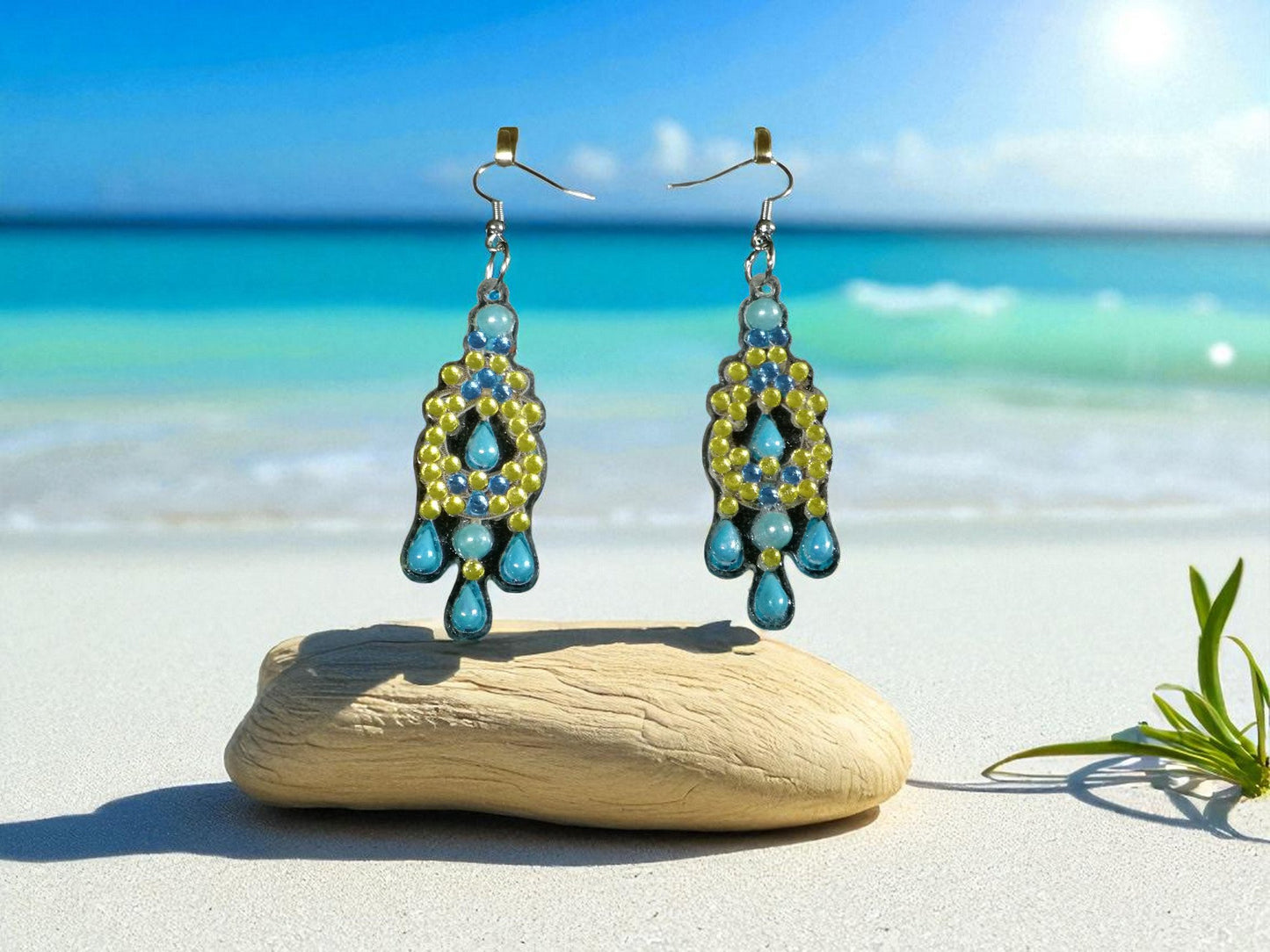 Blue Pearl & Gold Earrings