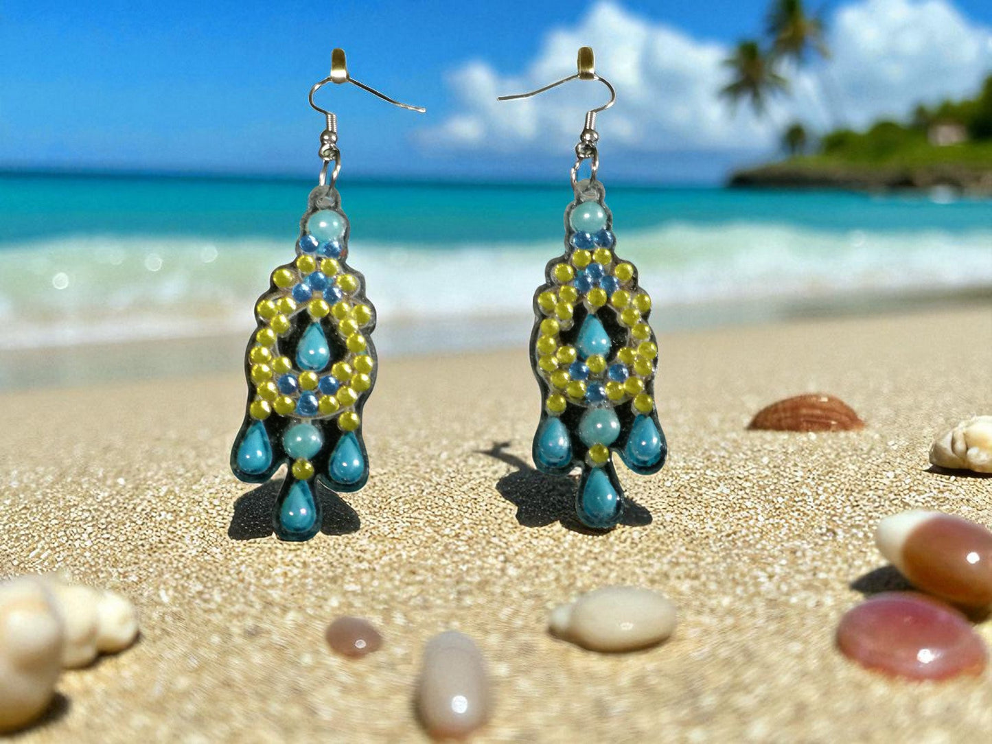 Blue Pearl & Gold Earrings