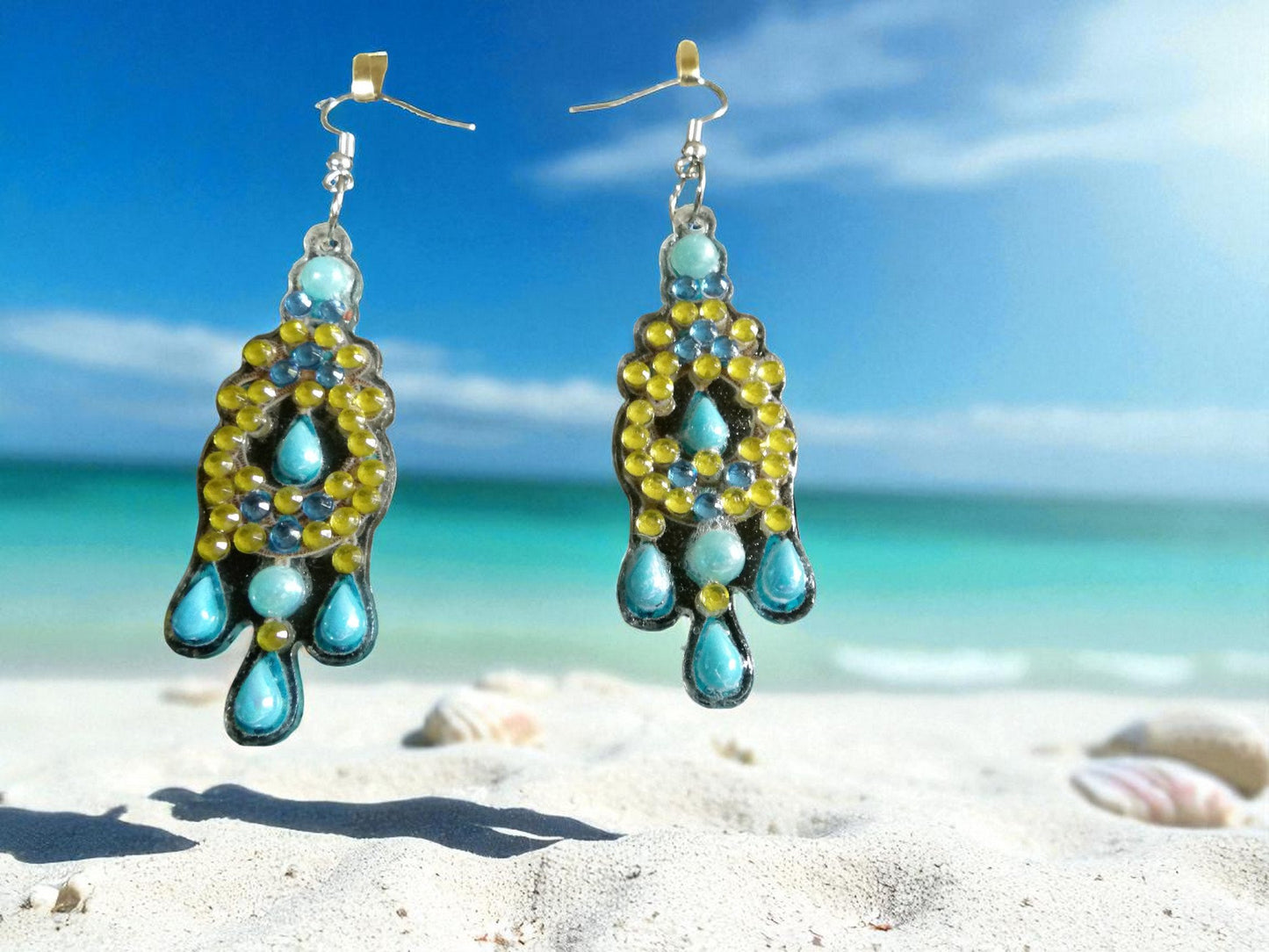 Blue Pearl & Gold Earrings