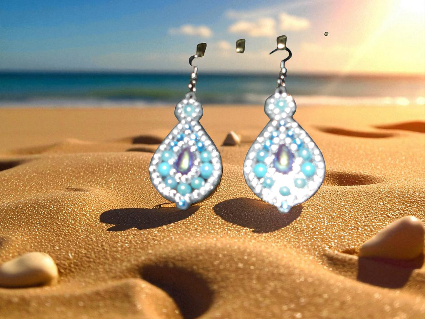 Blue Pearl Round Earrings