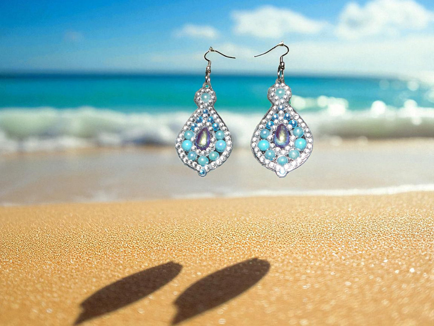 Blue Pearl Round Earrings