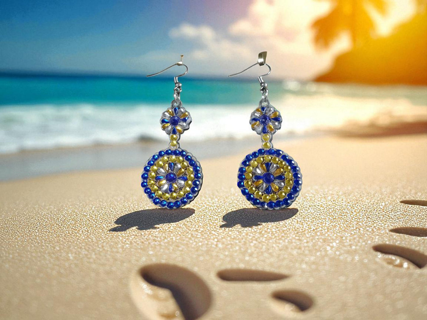 Blue & Gold Earrings