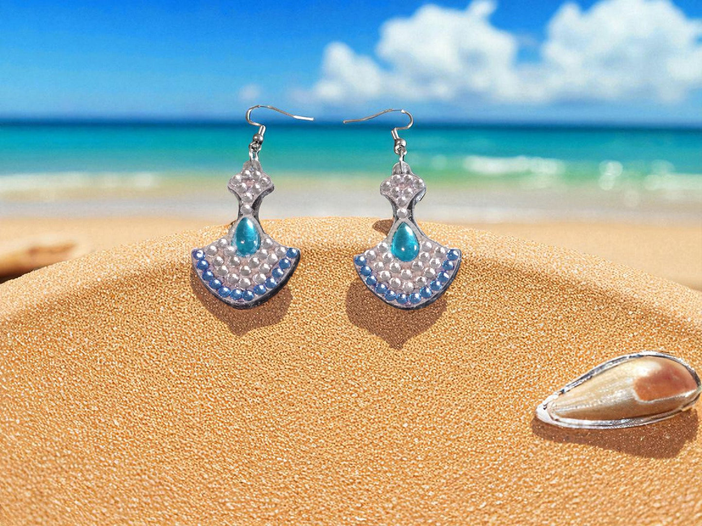 Blue & Crystal Swing Earrings