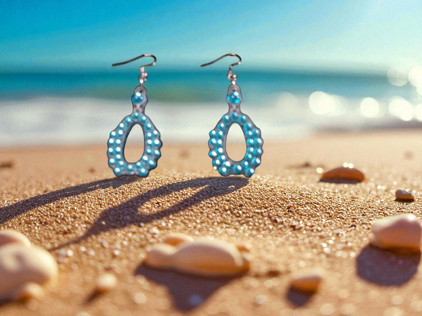 Blue Round Earrings