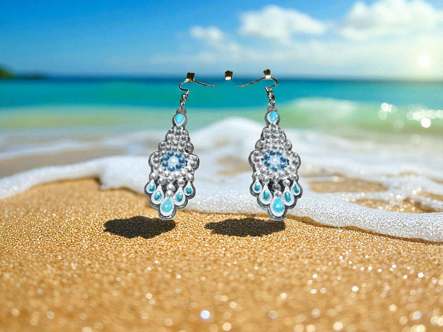 Crystal & Blue Pearl Earrings