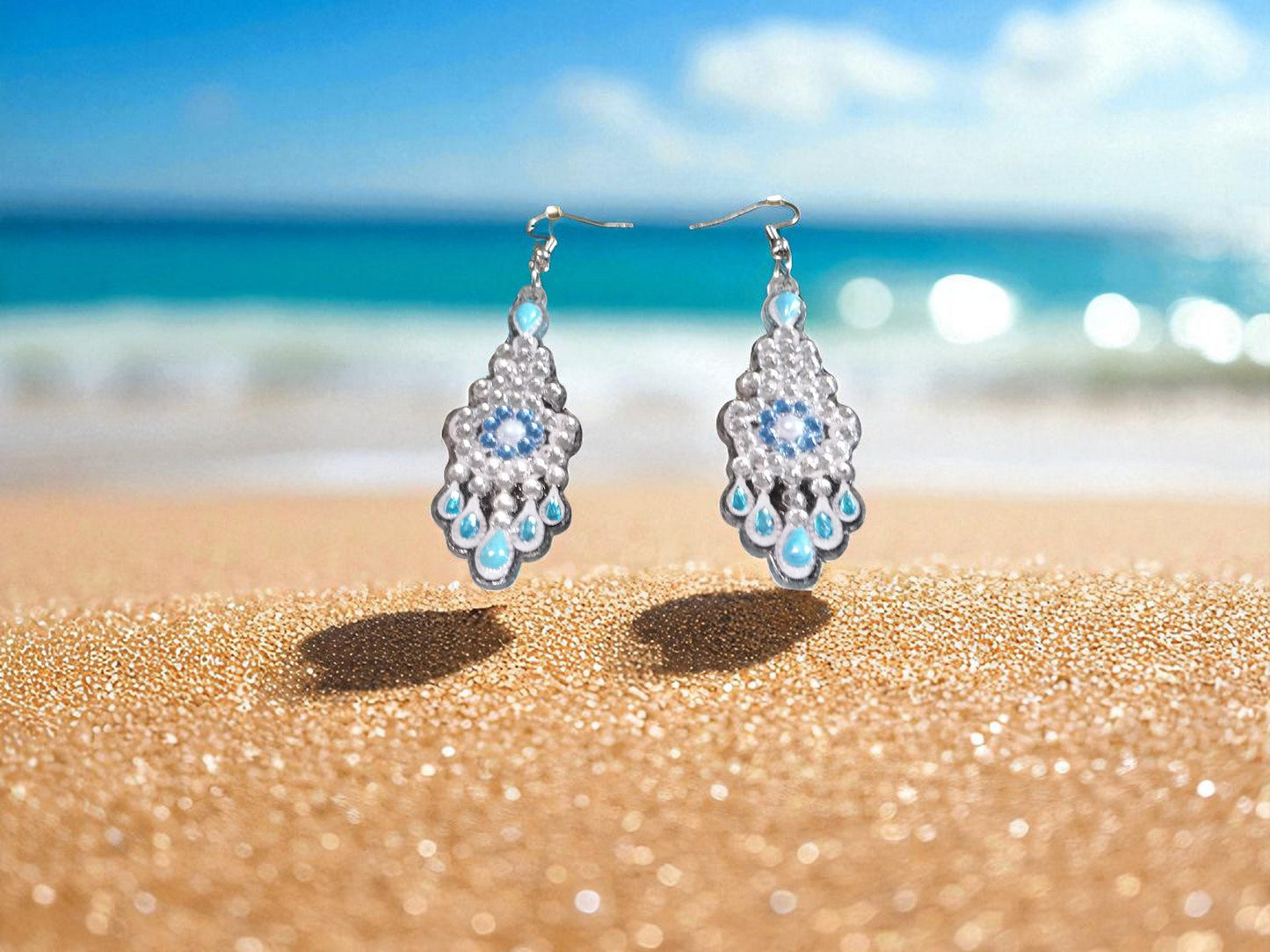 Crystal & Blue Pearl Earrings