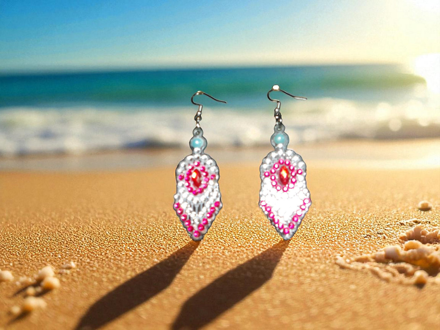 Red & Blue Pearl Earrings