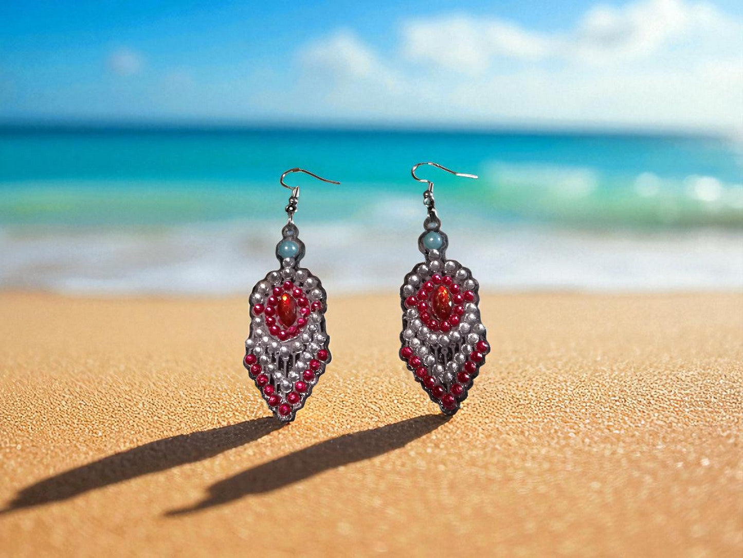 Red & Blue Pearl Earrings