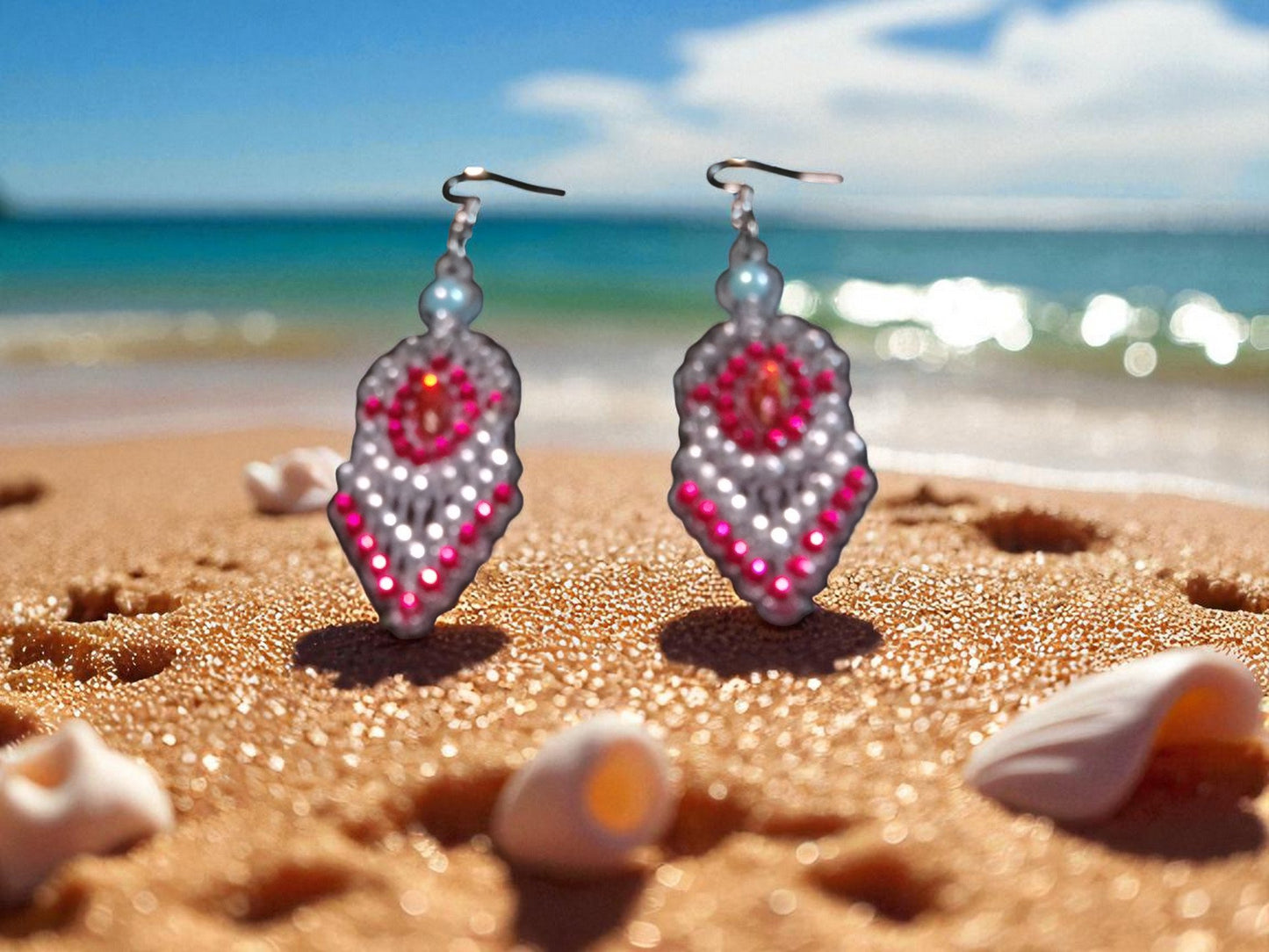 Red & Blue Pearl Earrings