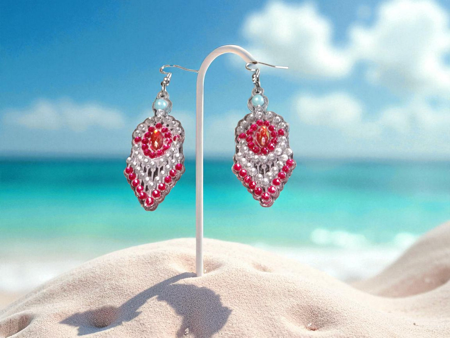 Red & Blue Pearl Earrings