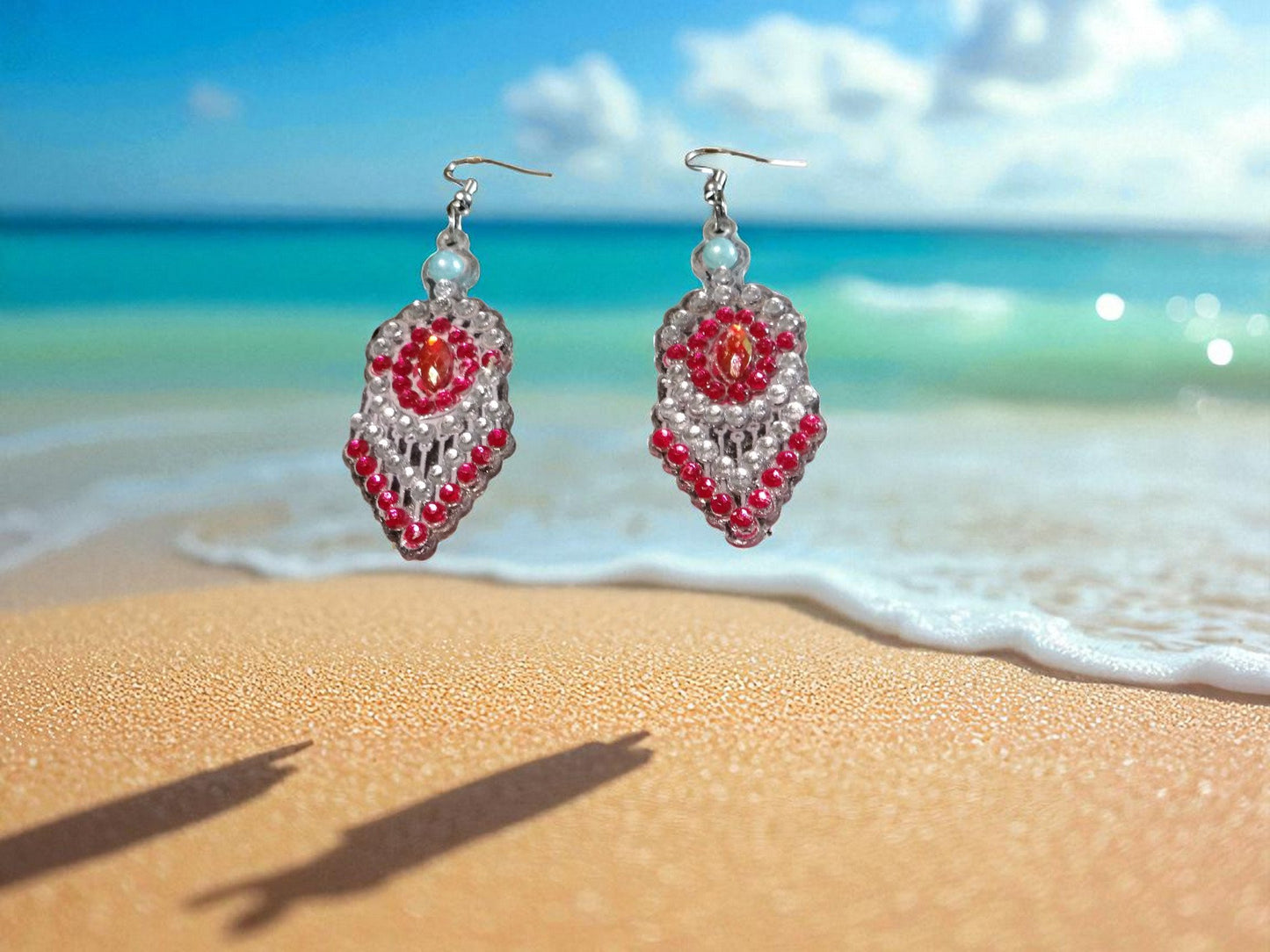 Red & Blue Pearl Earrings