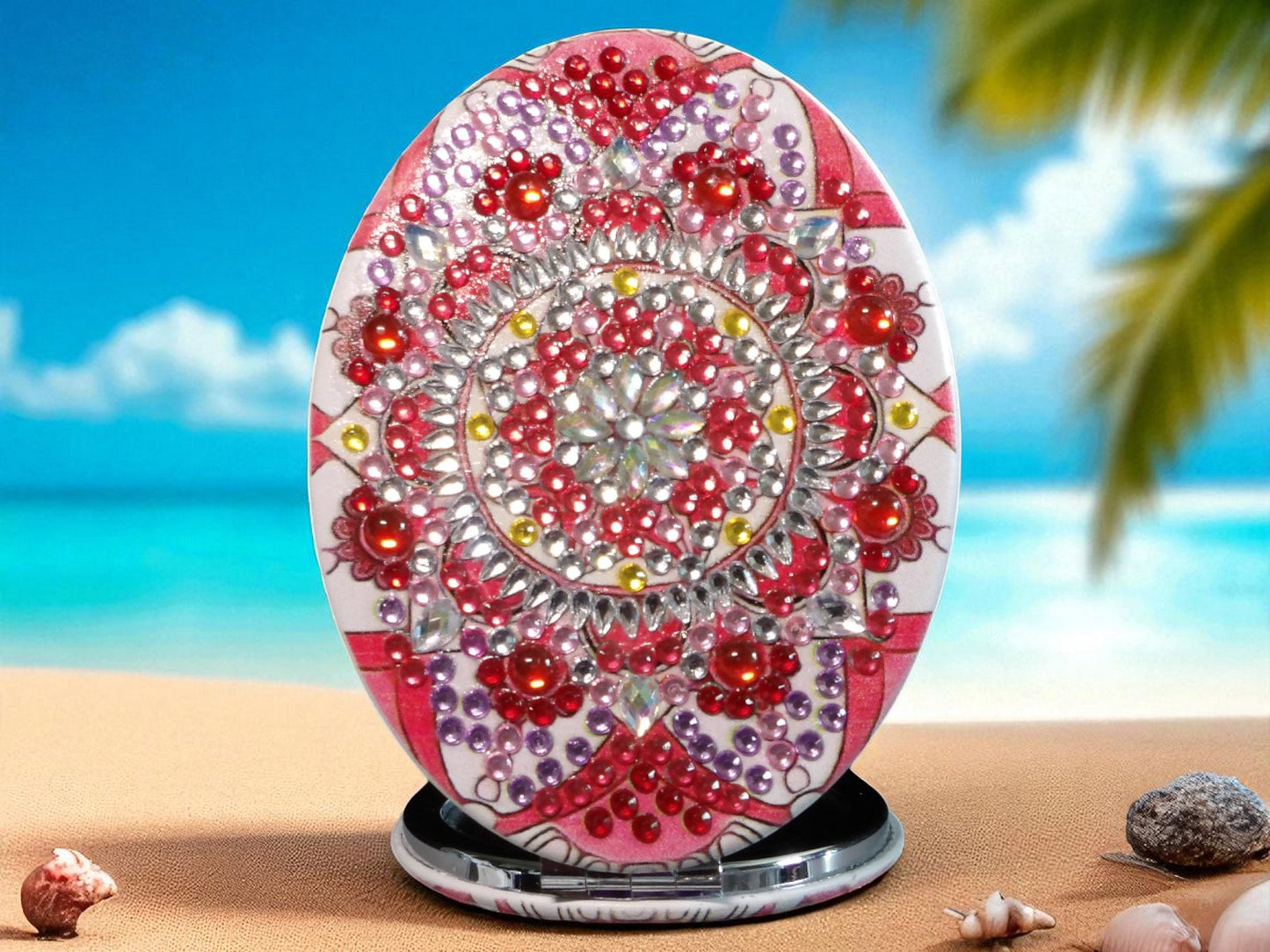 Red Oblong Pocket Mirror