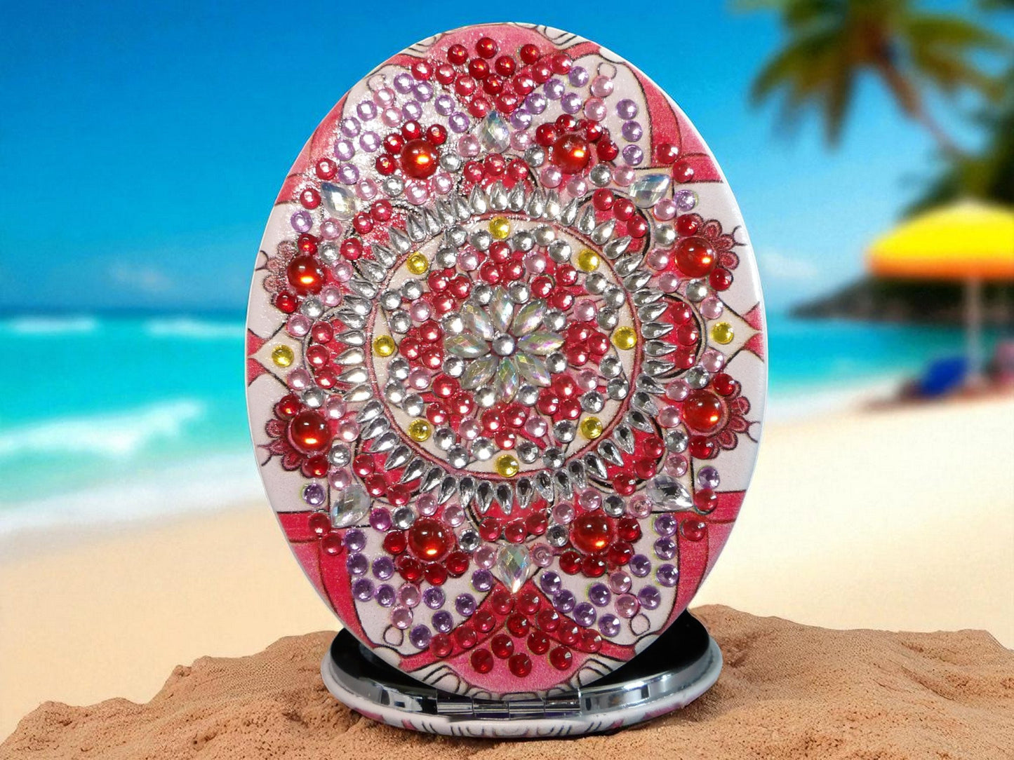Red Oblong Pocket Mirror