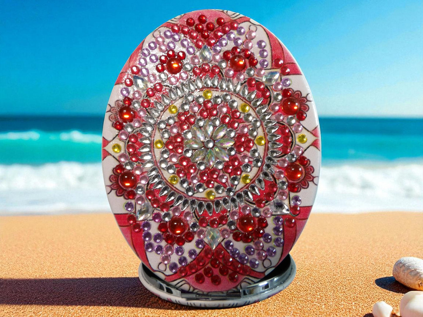 Red Oblong Pocket Mirror